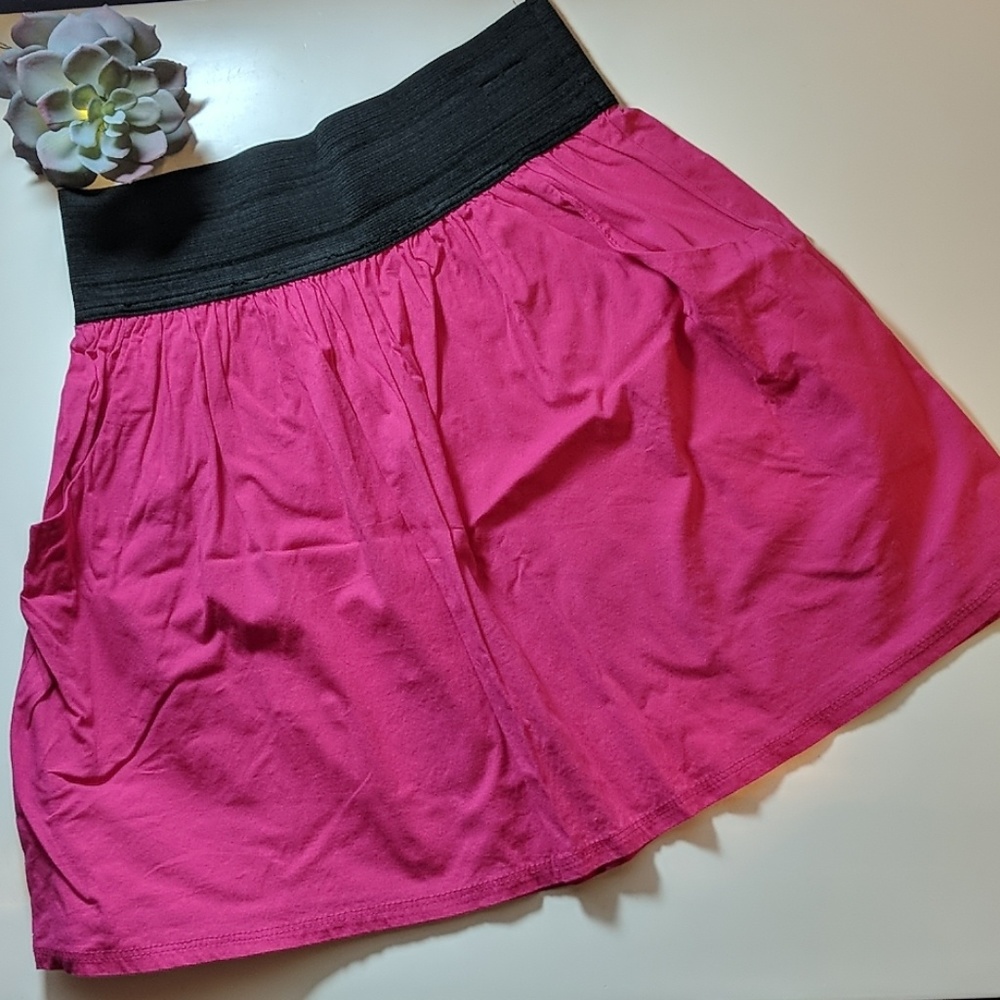 Pink & Black Circle Skirt High Waisted